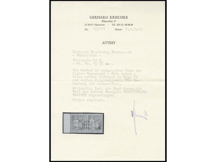 Type II: Allegorie 60 C. gelbbraun mit linkem Bogenrand, Type II, postfrisch, Kabinett, Fotoattest Krischke