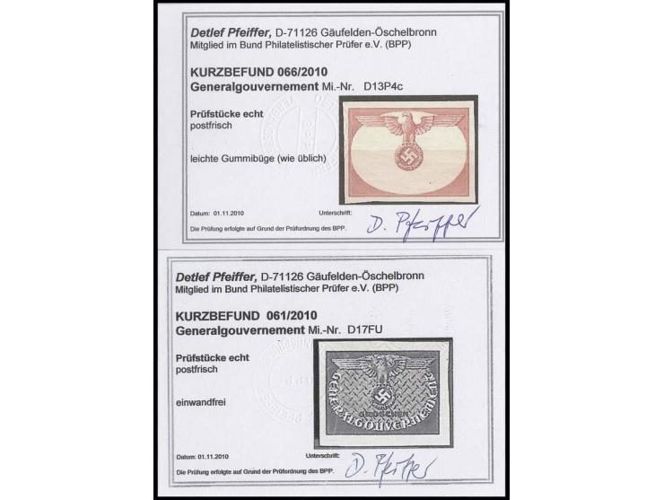 DIENSTMARKEN: 1940, (1Zl.) als ungezähnter Phasendruck ohne Hintergrund und Beschriftung (leichte Gummibüge) und 8 Gr. ungezä