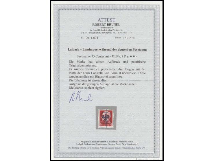 1944, 75 C. karmin mit Probeaufdruck in Type I statt Type II und Blaustiftentwertung, postfrisch, Kabinett, Fotoattest Brunel