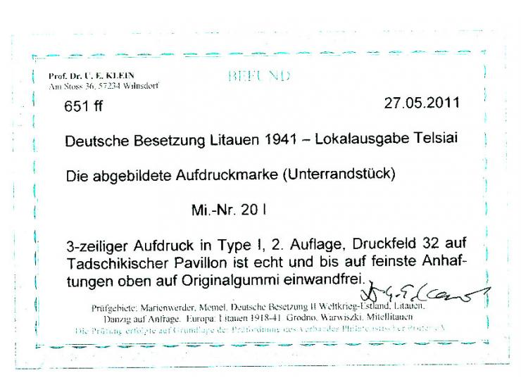 Tadschikische SSR 30 K. mit Unterrand, Type I, sauber ungebraucht, Kabinett, Befund Klein