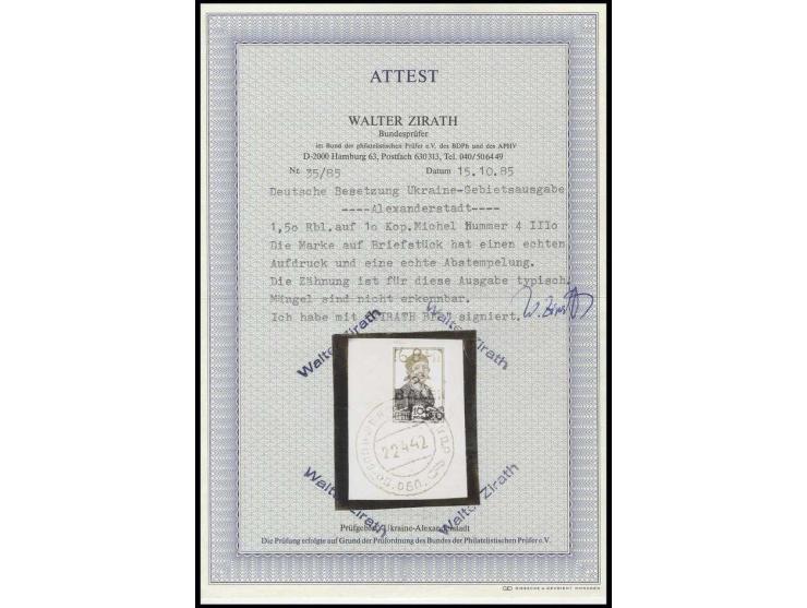 1,50 Rbl. auf 10 K. mit Stempel auf Briefstück, Kabinett, sign. und Fotoattest Zirath BPP