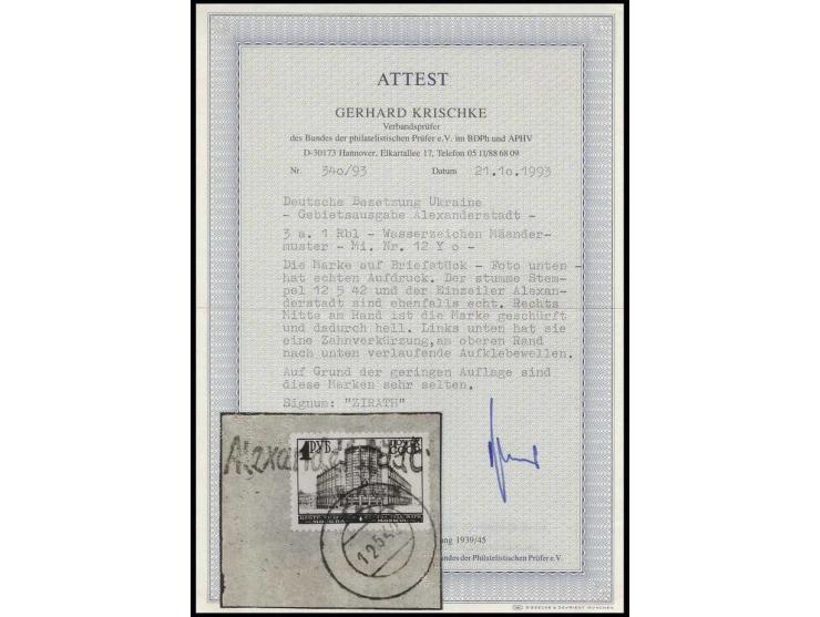 3 Rbl. auf 1 Rbl. mit stummem Stempel und L1 "ALEXANDERSTADT" auf Briefstück,leicht geschürft und links unten ein verkürzter 