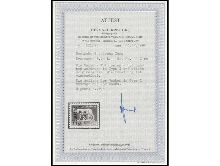  3,70 L., postfrisch, Kabinett, Fotoattest Krischke BPP