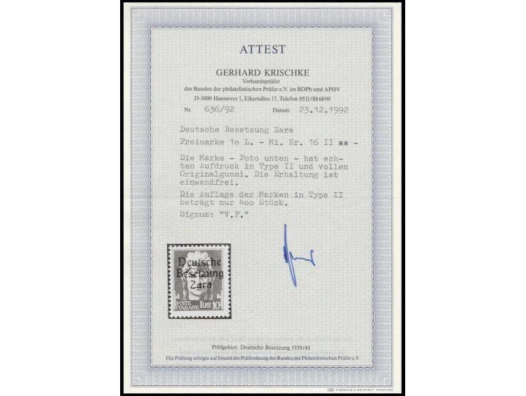 10 L. mit Aufdruck in Type II, postfrisch, Kabinett, Fotoattest Krischke BPP