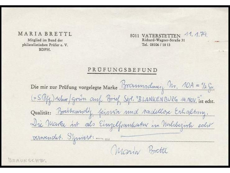 1861, ½ Gr. auf grün, allseits breitrandig und farbfrisch mit klarem EKr. "BLANKENBURG 14 NOV. 18.." auf Nahbereichsbrief nac