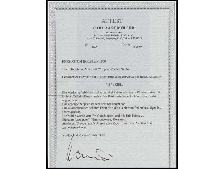 1 Sch. blau, farbfrisch und allseits enorm breitrandig, oben mit kleinem Teil der Nebenmarke und unten mit schmalem Bogenrand