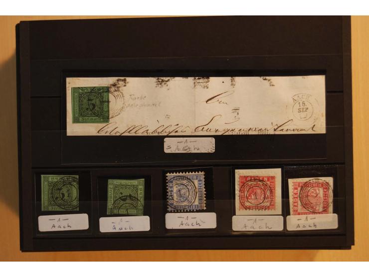18551/74 (ca.), sehr reichhaltige Sammlung in 13 Kassetten und 3 Briefalben, der Markenteil mit hunderten von ungebrauchten u