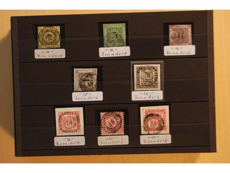 18551/74 (ca.), sehr reichhaltige Sammlung in 13 Kassetten und 3 Briefalben, der Markenteil mit hunderten von ungebrauchten u