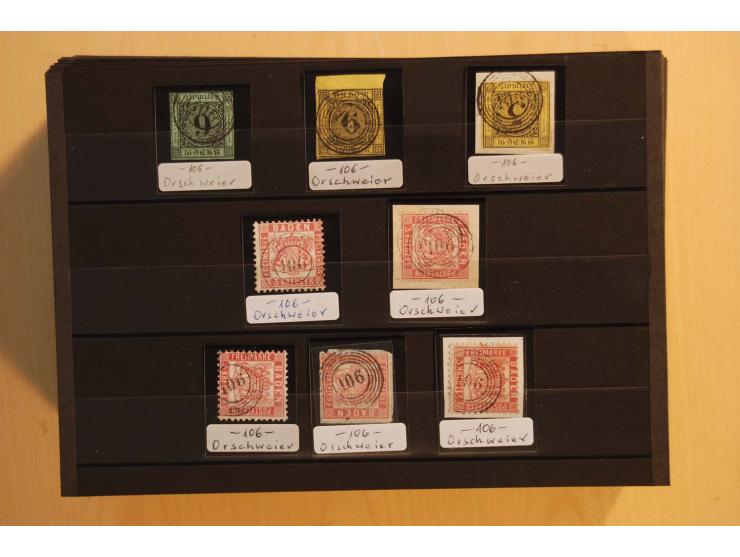 18551/74 (ca.), sehr reichhaltige Sammlung in 13 Kassetten und 3 Briefalben, der Markenteil mit hunderten von ungebrauchten u
