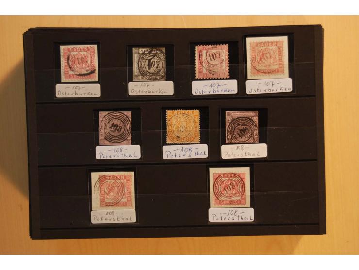 18551/74 (ca.), sehr reichhaltige Sammlung in 13 Kassetten und 3 Briefalben, der Markenteil mit hunderten von ungebrauchten u