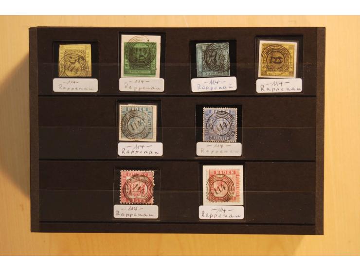18551/74 (ca.), sehr reichhaltige Sammlung in 13 Kassetten und 3 Briefalben, der Markenteil mit hunderten von ungebrauchten u