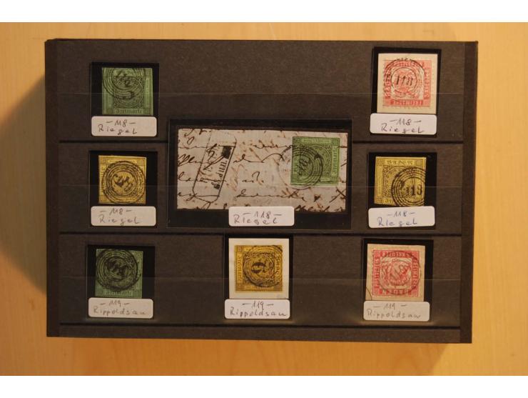 18551/74 (ca.), sehr reichhaltige Sammlung in 13 Kassetten und 3 Briefalben, der Markenteil mit hunderten von ungebrauchten u
