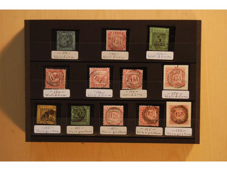 18551/74 (ca.), sehr reichhaltige Sammlung in 13 Kassetten und 3 Briefalben, der Markenteil mit hunderten von ungebrauchten u