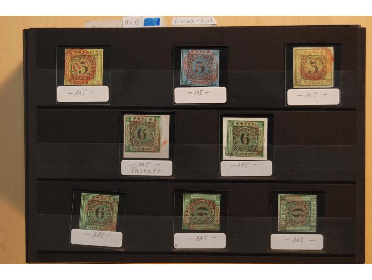 18551/74 (ca.), sehr reichhaltige Sammlung in 13 Kassetten und 3 Briefalben, der Markenteil mit hunderten von ungebrauchten u