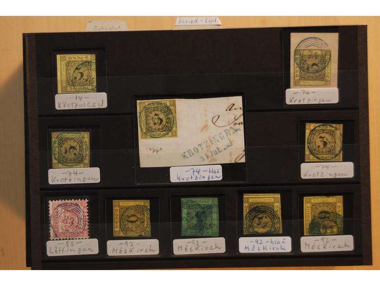 18551/74 (ca.), sehr reichhaltige Sammlung in 13 Kassetten und 3 Briefalben, der Markenteil mit hunderten von ungebrauchten u