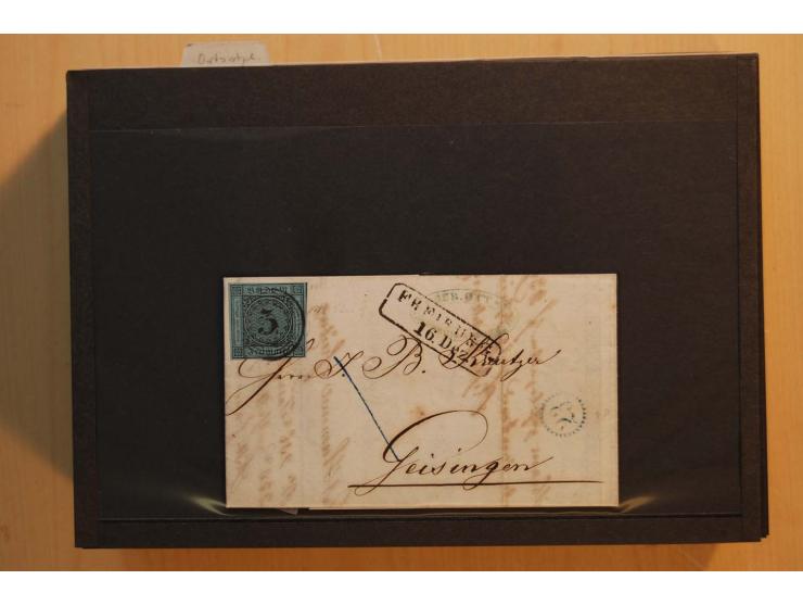 18551/74 (ca.), sehr reichhaltige Sammlung in 13 Kassetten und 3 Briefalben, der Markenteil mit hunderten von ungebrauchten u