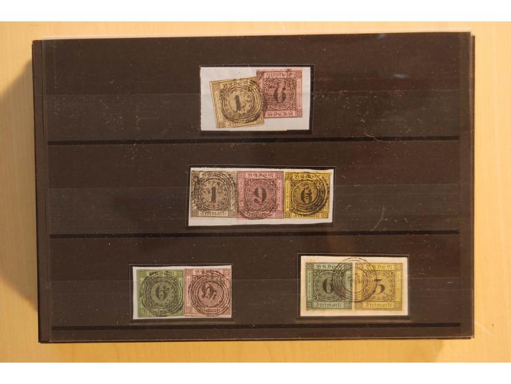 18551/74 (ca.), sehr reichhaltige Sammlung in 13 Kassetten und 3 Briefalben, der Markenteil mit hunderten von ungebrauchten u