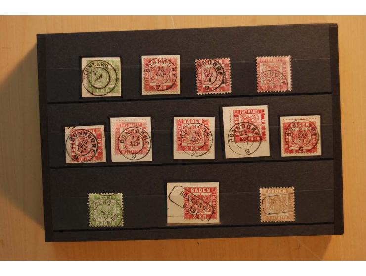 18551/74 (ca.), sehr reichhaltige Sammlung in 13 Kassetten und 3 Briefalben, der Markenteil mit hunderten von ungebrauchten u