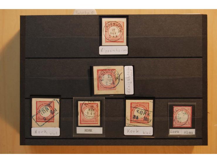 18551/74 (ca.), sehr reichhaltige Sammlung in 13 Kassetten und 3 Briefalben, der Markenteil mit hunderten von ungebrauchten u