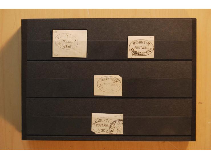 18551/74 (ca.), sehr reichhaltige Sammlung in 13 Kassetten und 3 Briefalben, der Markenteil mit hunderten von ungebrauchten u