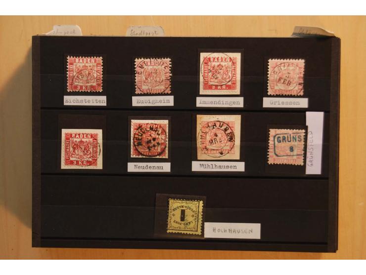 18551/74 (ca.), sehr reichhaltige Sammlung in 13 Kassetten und 3 Briefalben, der Markenteil mit hunderten von ungebrauchten u