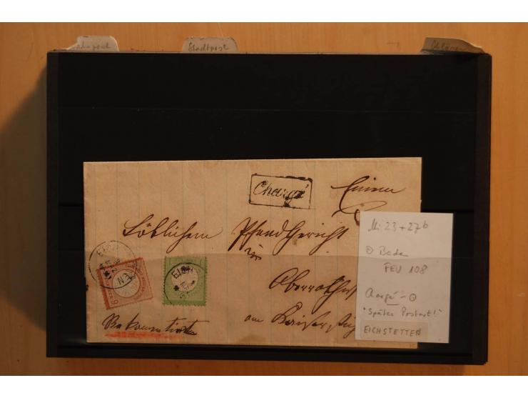 18551/74 (ca.), sehr reichhaltige Sammlung in 13 Kassetten und 3 Briefalben, der Markenteil mit hunderten von ungebrauchten u