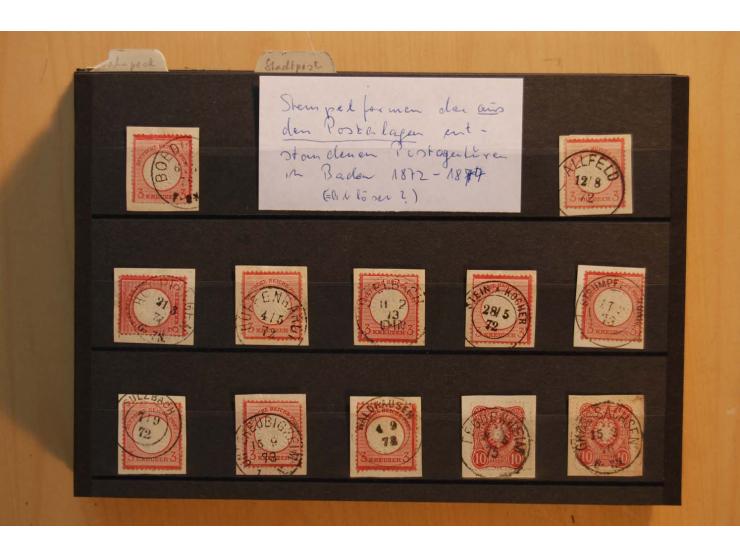 18551/74 (ca.), sehr reichhaltige Sammlung in 13 Kassetten und 3 Briefalben, der Markenteil mit hunderten von ungebrauchten u