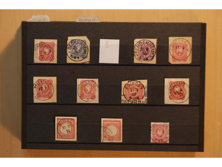 18551/74 (ca.), sehr reichhaltige Sammlung in 13 Kassetten und 3 Briefalben, der Markenteil mit hunderten von ungebrauchten u