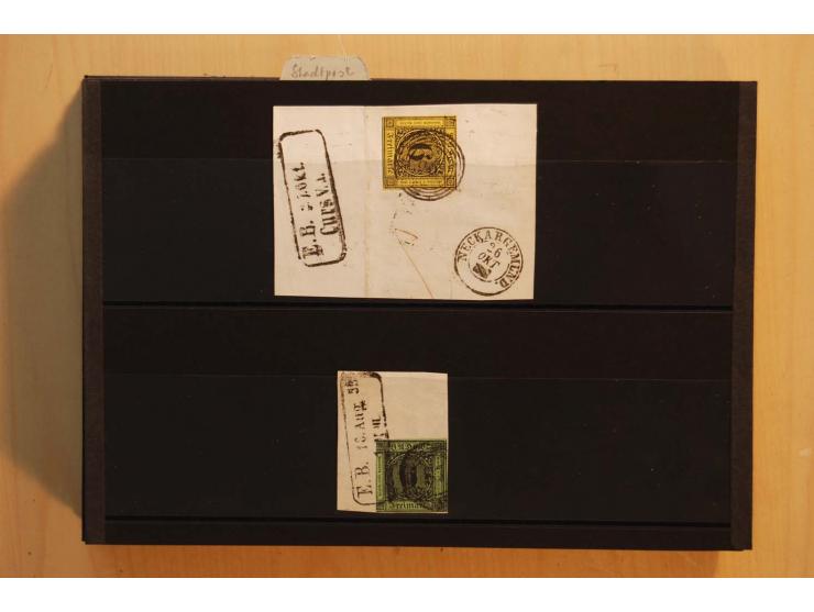 18551/74 (ca.), sehr reichhaltige Sammlung in 13 Kassetten und 3 Briefalben, der Markenteil mit hunderten von ungebrauchten u