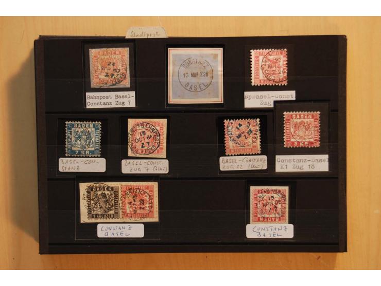 18551/74 (ca.), sehr reichhaltige Sammlung in 13 Kassetten und 3 Briefalben, der Markenteil mit hunderten von ungebrauchten u