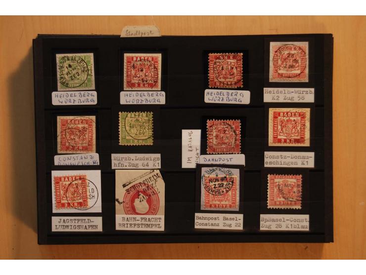 18551/74 (ca.), sehr reichhaltige Sammlung in 13 Kassetten und 3 Briefalben, der Markenteil mit hunderten von ungebrauchten u