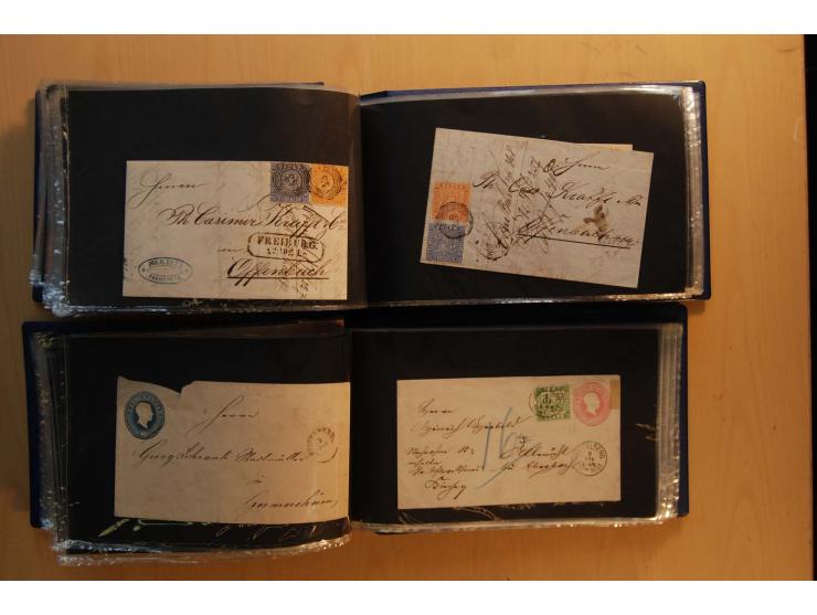 18551/74 (ca.), sehr reichhaltige Sammlung in 13 Kassetten und 3 Briefalben, der Markenteil mit hunderten von ungebrauchten u