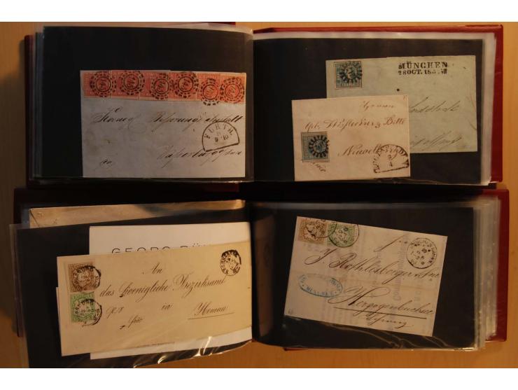 1849/1920, sehr reichhaltiger Sammlungsbestand in 11 Kassetten, 3 Alben und 2 Briefalben, beginnend mit rund 70 (!!) Nr1, dav
