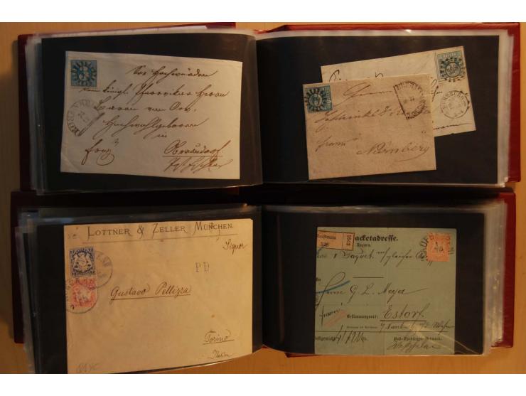 1849/1920, sehr reichhaltiger Sammlungsbestand in 11 Kassetten, 3 Alben und 2 Briefalben, beginnend mit rund 70 (!!) Nr1, dav