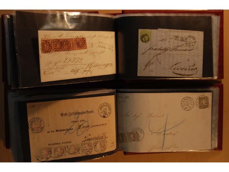 1849/1920, sehr reichhaltiger Sammlungsbestand in 11 Kassetten, 3 Alben und 2 Briefalben, beginnend mit rund 70 (!!) Nr1, dav