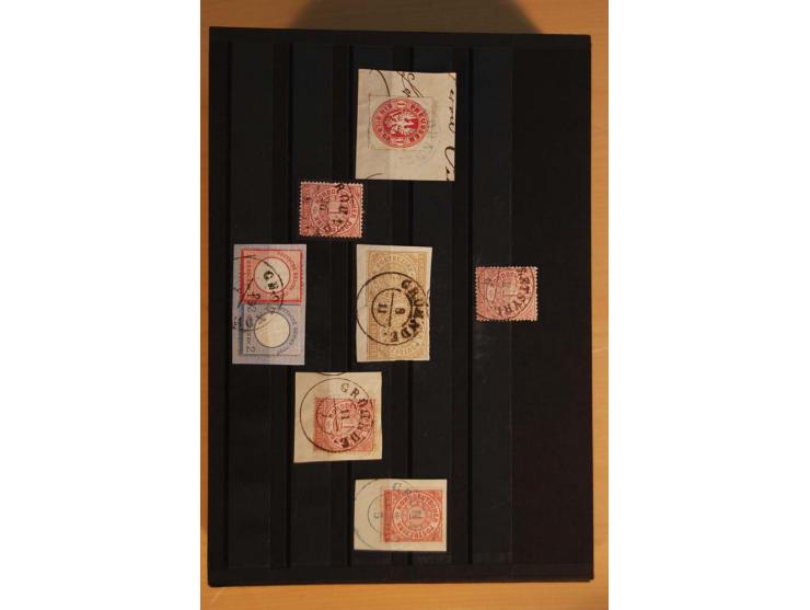 1850/75 (ca.), reichhaltiger Sammlungsbestand einschließlich einer  schönen Sammlung nachverwendeter Stempel; dabei viel inte