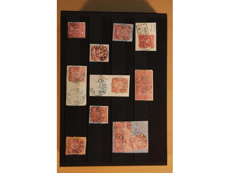 1850/75 (ca.), reichhaltiger Sammlungsbestand einschließlich einer  schönen Sammlung nachverwendeter Stempel; dabei viel inte