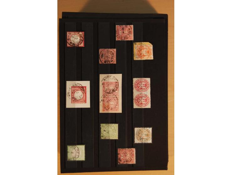 1850/75 (ca.), reichhaltiger Sammlungsbestand einschließlich einer  schönen Sammlung nachverwendeter Stempel; dabei viel inte