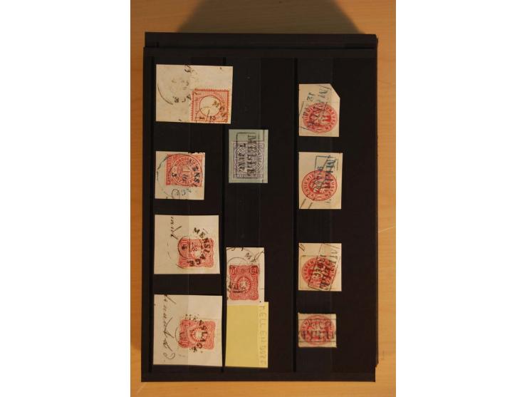 1850/75 (ca.), reichhaltiger Sammlungsbestand einschließlich einer  schönen Sammlung nachverwendeter Stempel; dabei viel inte