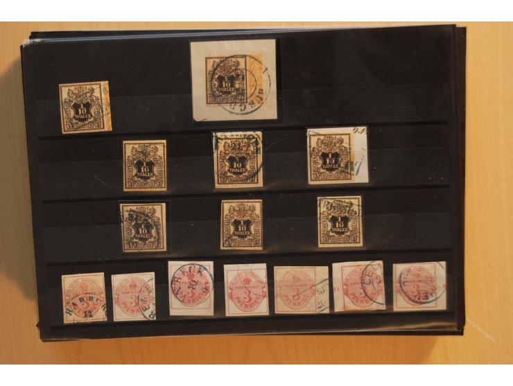 1850/75 (ca.), reichhaltiger Sammlungsbestand einschließlich einer  schönen Sammlung nachverwendeter Stempel; dabei viel inte
