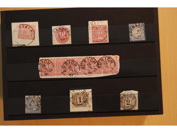 1850/75 (ca.), reichhaltiger Sammlungsbestand einschließlich einer  schönen Sammlung nachverwendeter Stempel; dabei viel inte