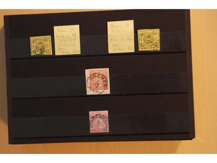 1850/75 (ca.), reichhaltiger Sammlungsbestand einschließlich einer  schönen Sammlung nachverwendeter Stempel; dabei viel inte