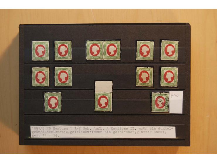 1867/95, ungebrauchte und gestempelter Sammlungsbestand mit vielen Originalen und Neudrucken, teils auch in Einheiten, dabei 