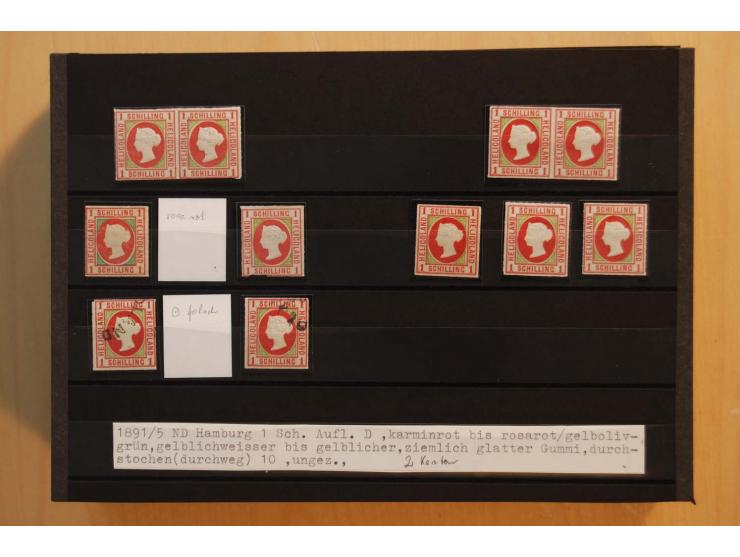 1867/95, ungebrauchte und gestempelter Sammlungsbestand mit vielen Originalen und Neudrucken, teils auch in Einheiten, dabei 