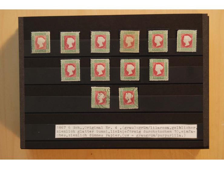 1867/95, ungebrauchte und gestempelter Sammlungsbestand mit vielen Originalen und Neudrucken, teils auch in Einheiten, dabei 