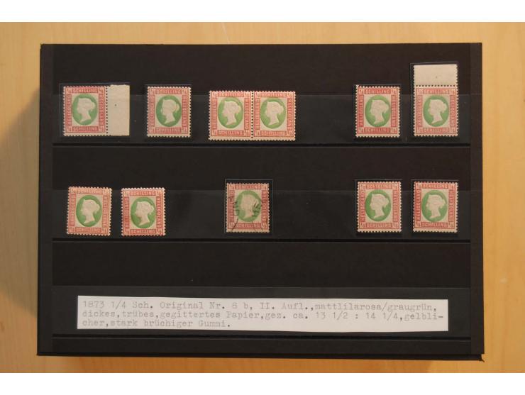 1867/95, ungebrauchte und gestempelter Sammlungsbestand mit vielen Originalen und Neudrucken, teils auch in Einheiten, dabei 