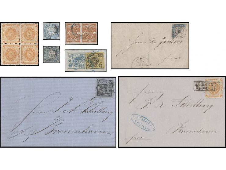 NORDDEUTSCHE STAATEN: 1852/65 (ca.),  Sammlungsbestand in 6 Kassetten und 2 Briefalben, sehr reichhaltig mit rund 150 Briefen