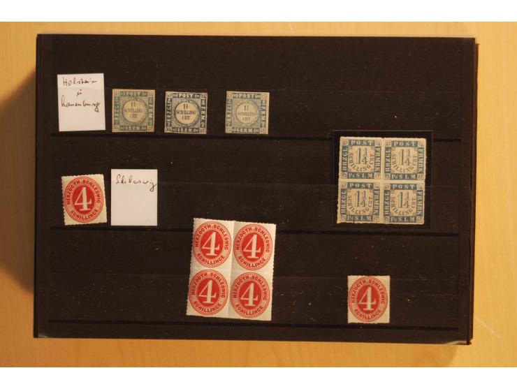 NORDDEUTSCHE STAATEN: 1852/65 (ca.),  Sammlungsbestand in 6 Kassetten und 2 Briefalben, sehr reichhaltig mit rund 150 Briefen