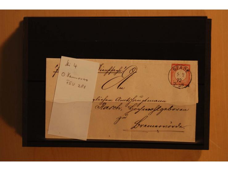 NORDDEUTSCHE STAATEN: 1852/65 (ca.),  Sammlungsbestand in 6 Kassetten und 2 Briefalben, sehr reichhaltig mit rund 150 Briefen