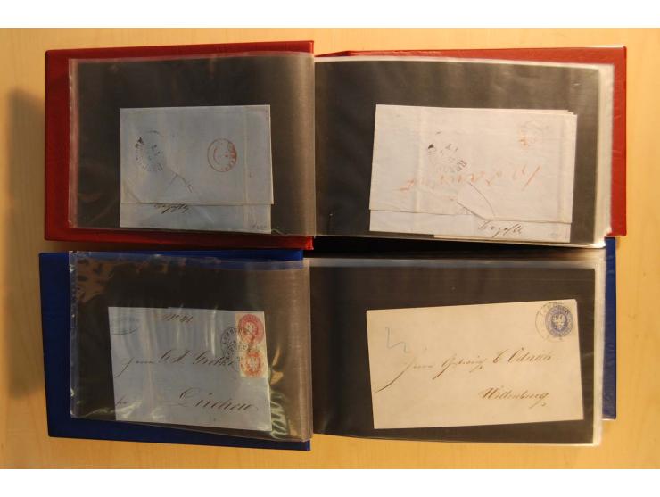 NORDDEUTSCHE STAATEN: 1852/65 (ca.),  Sammlungsbestand in 6 Kassetten und 2 Briefalben, sehr reichhaltig mit rund 150 Briefen